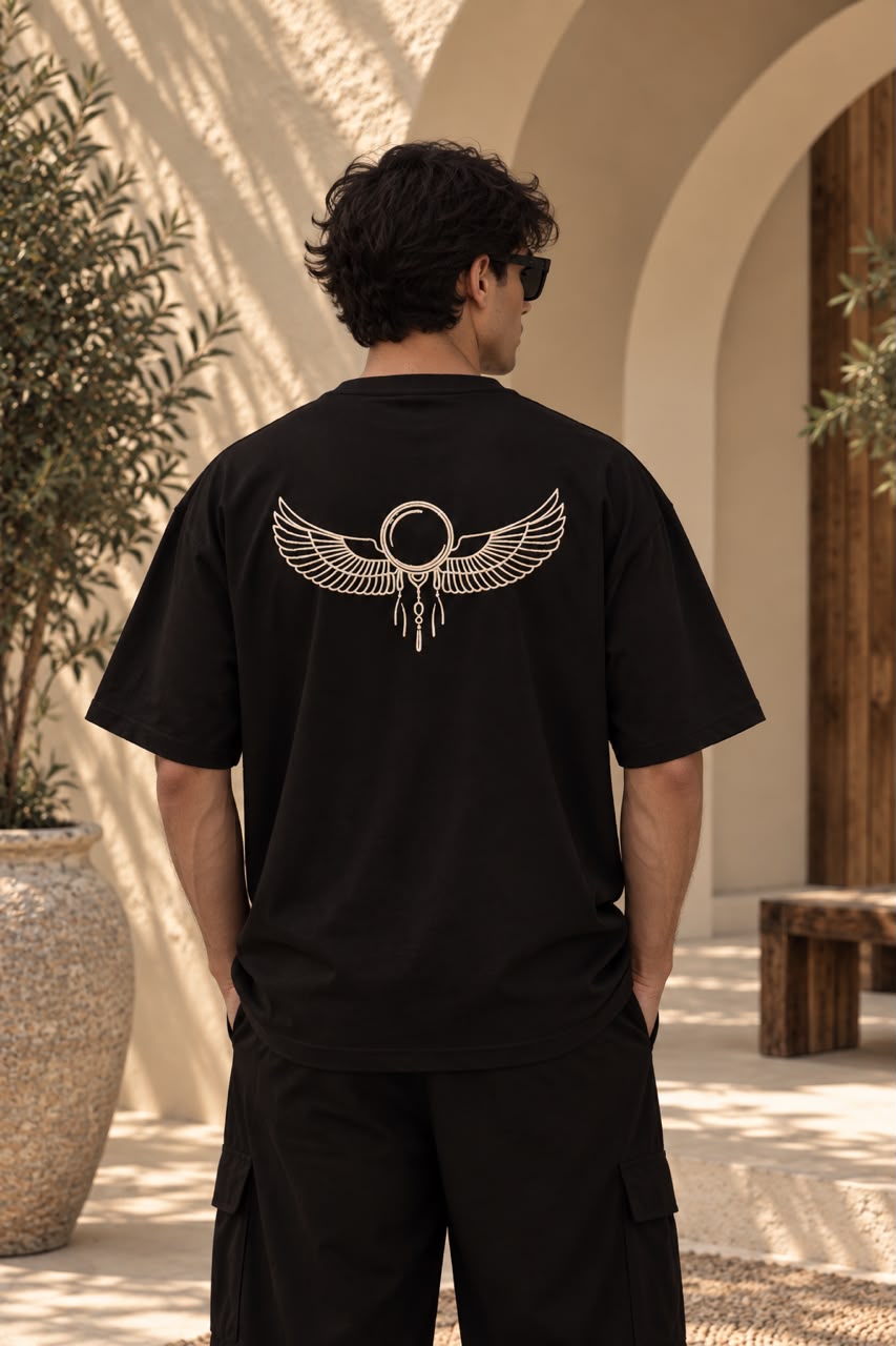 Wings of Anubis Graphic Oversized T-Shirt - Image 4