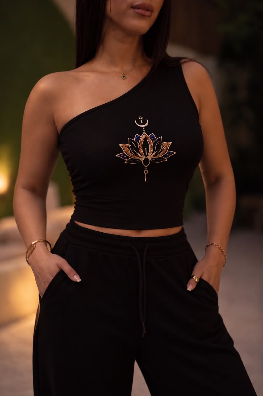 Lotus One-Shoulder Tank Top